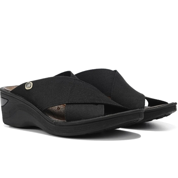 Bzees Womens Desire Comfort Peep Toe Elastic Strap Wedge Sandals shoes s… - Picture 1 of 11